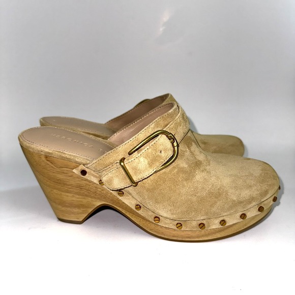 Veronica Beard Shoes - Veronica Beard Hendrix Clogs Tan Suede Studded Sandals Mule Women's Size 8.5
